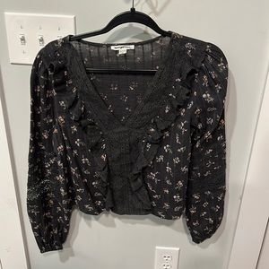 Ruffle floral long sleeve blouse